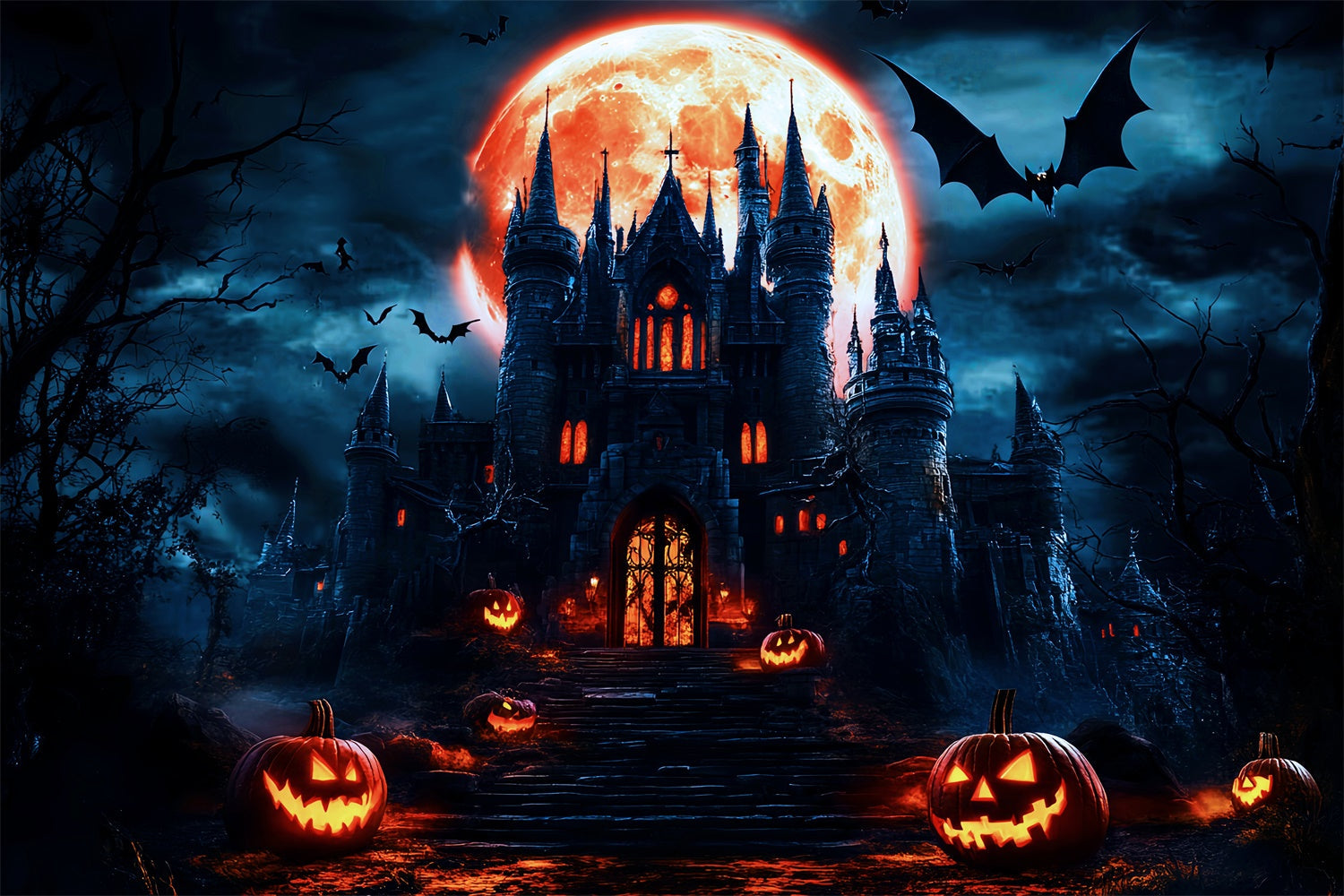 Toile de fond Halloween Citadelle Hantée et Maudite LXX57-80