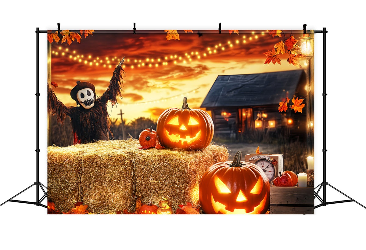 Toile de fond Halloween Hantise de la Récolte au Coucher du Soleil LXX57-84