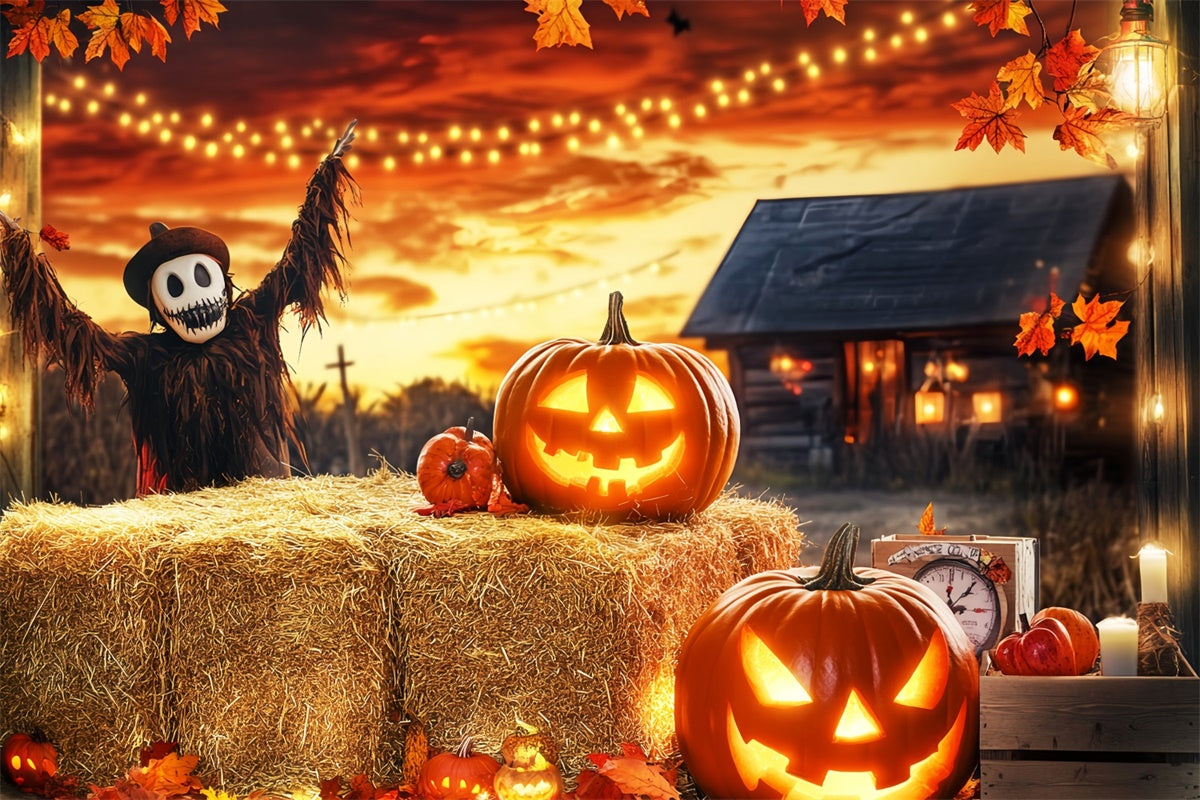 Toile de fond Halloween Hantise de la Récolte au Coucher du Soleil LXX57-84