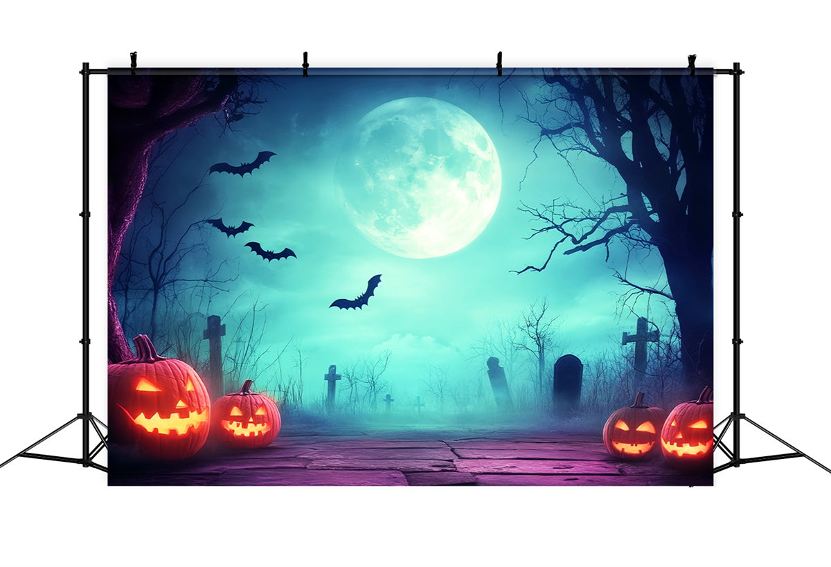 Toile de fond Photo Halloween Cimetière au Clair de Lune Étrange LXX57-87