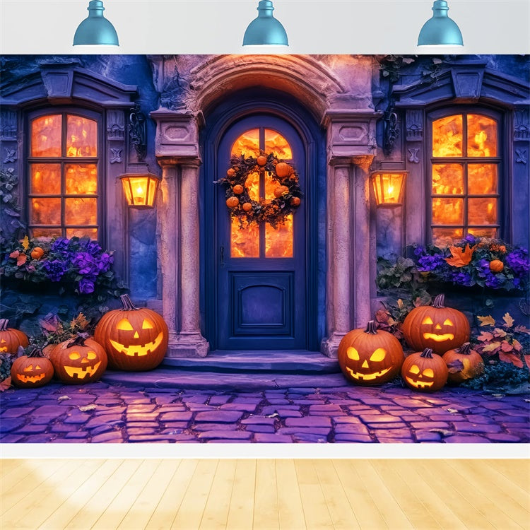 Toile de fond Halloween Porche Élégant aux Citrouilles LXX57-90