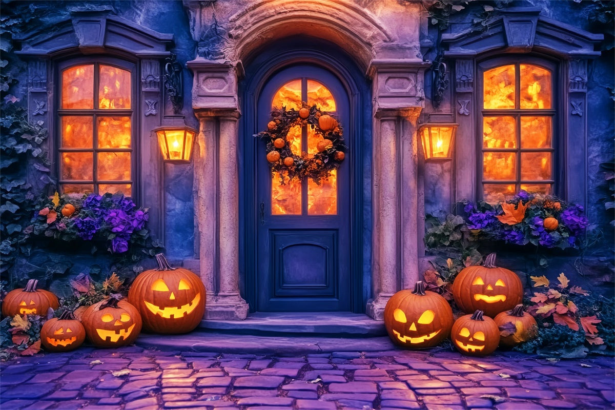 Toile de fond Halloween Porche Élégant aux Citrouilles LXX57-90