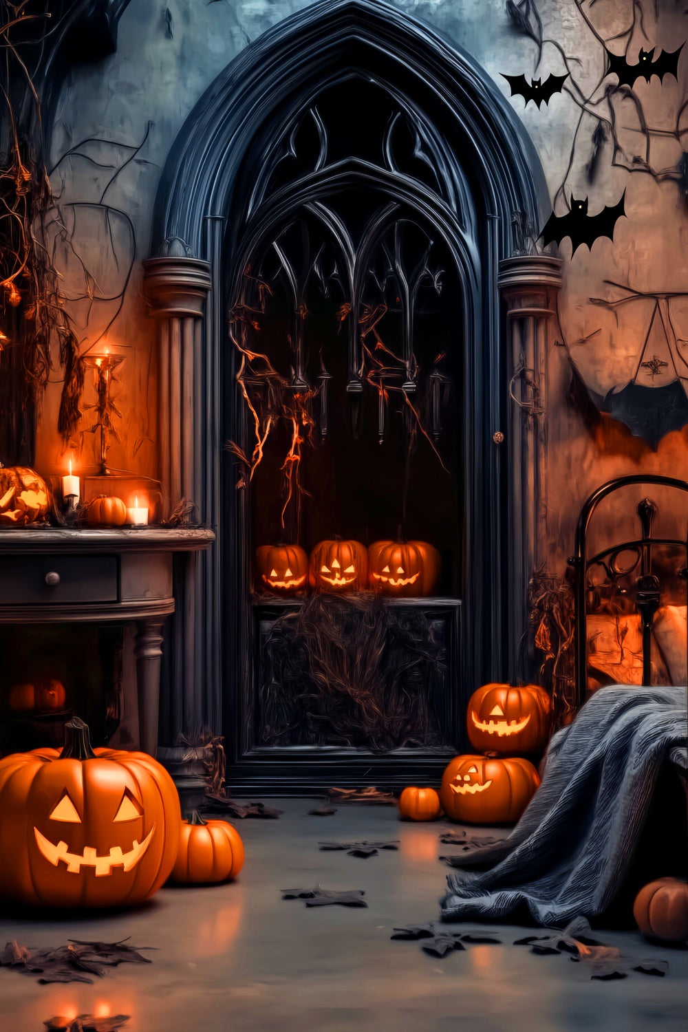 Fond photo halloween Ombres Fenêtre Gothique LXX58-1