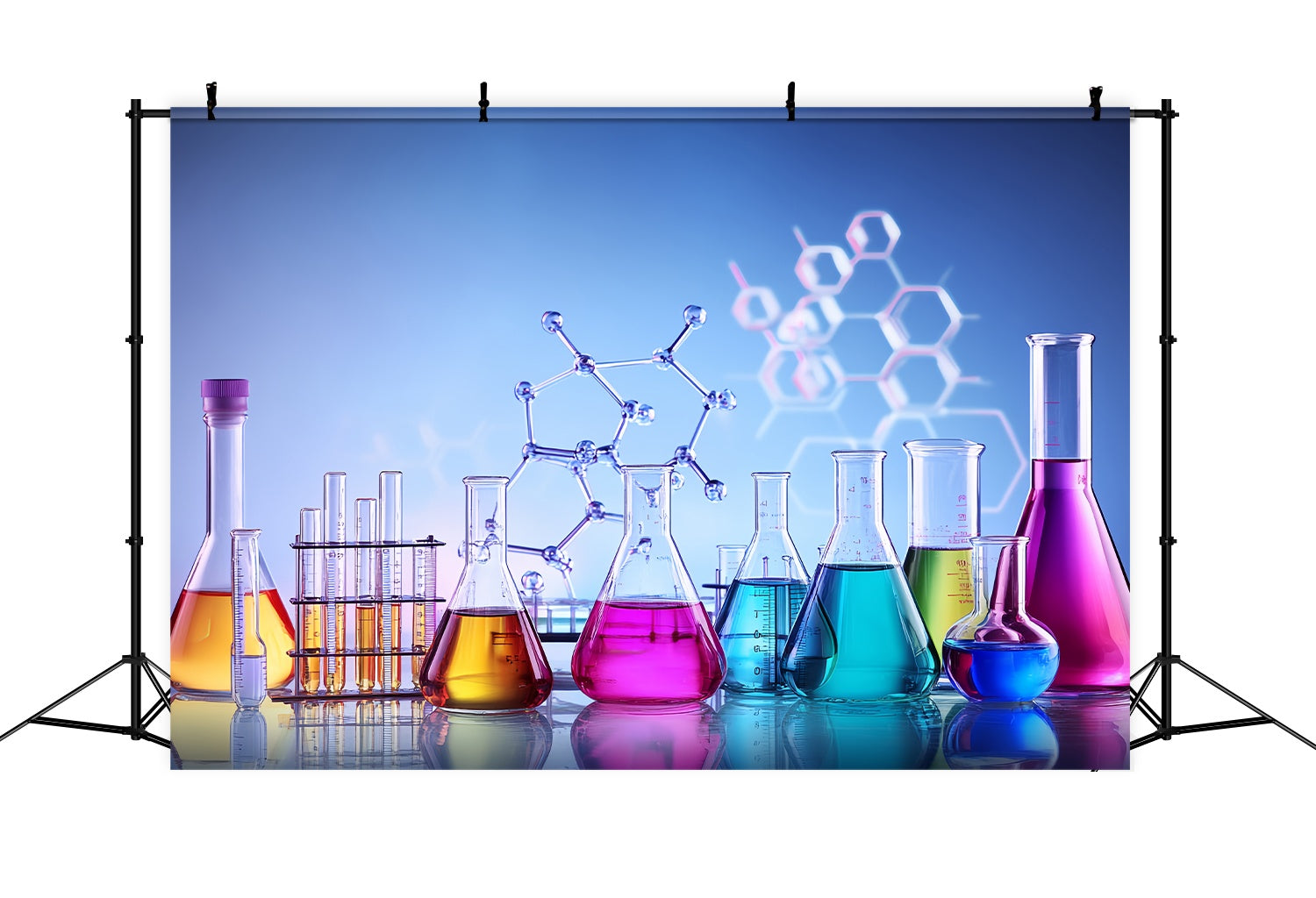 Toile de fond Chimie Flacons Colorés Structure Moléculaire Rentrée des Classes LXX58-103