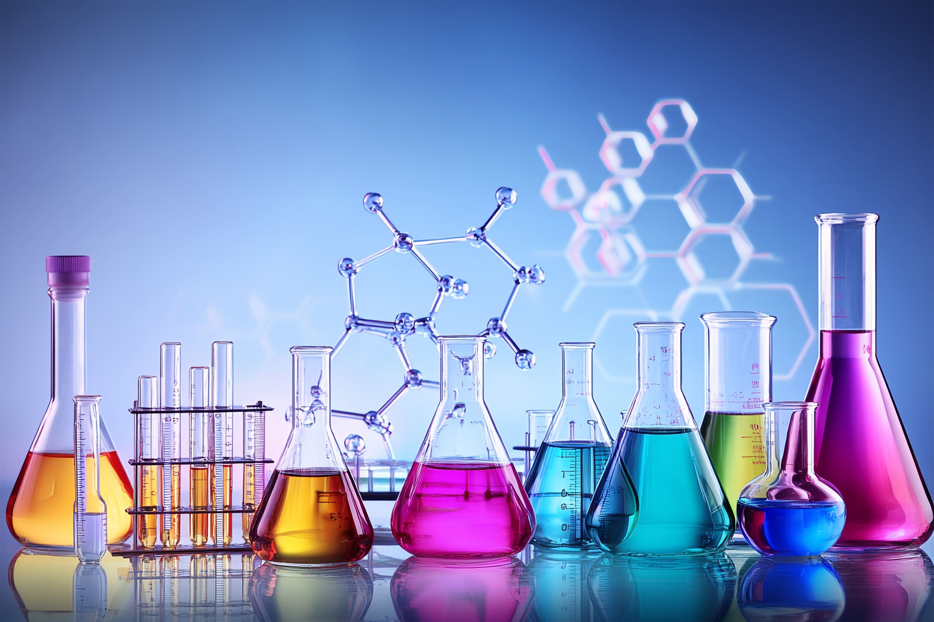 Toile de fond Chimie Flacons Colorés Structure Moléculaire Rentrée des Classes LXX58-103