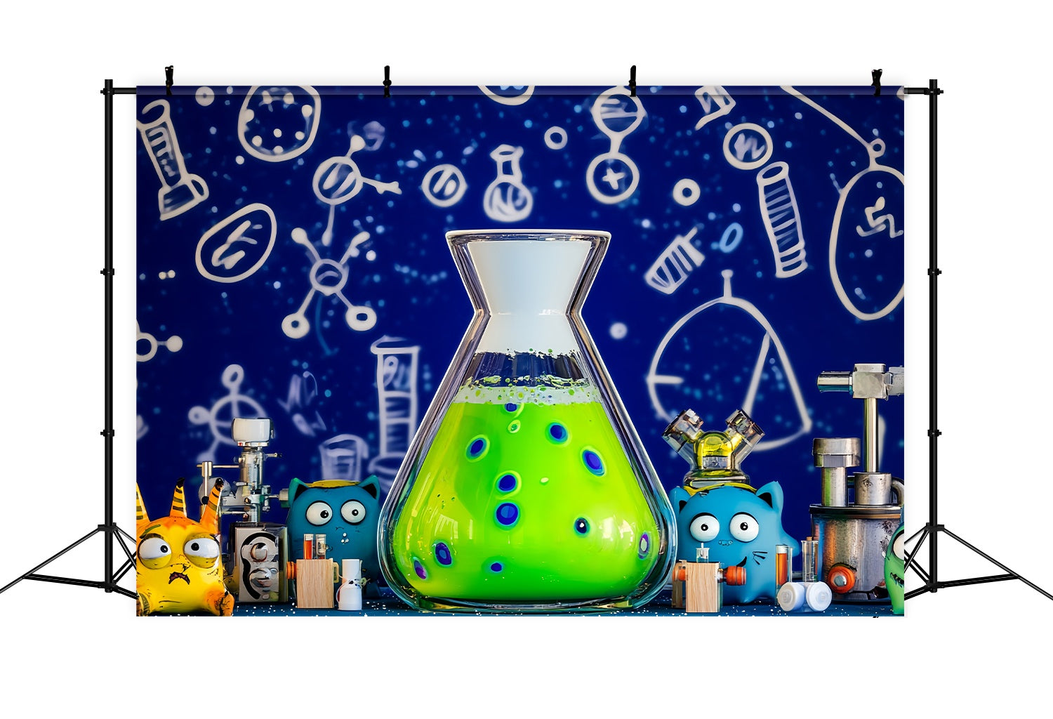 Toile de fond Chimie Monstre Dessin Animé Expérience Scientifique Rentrée des Classes LXX58-107