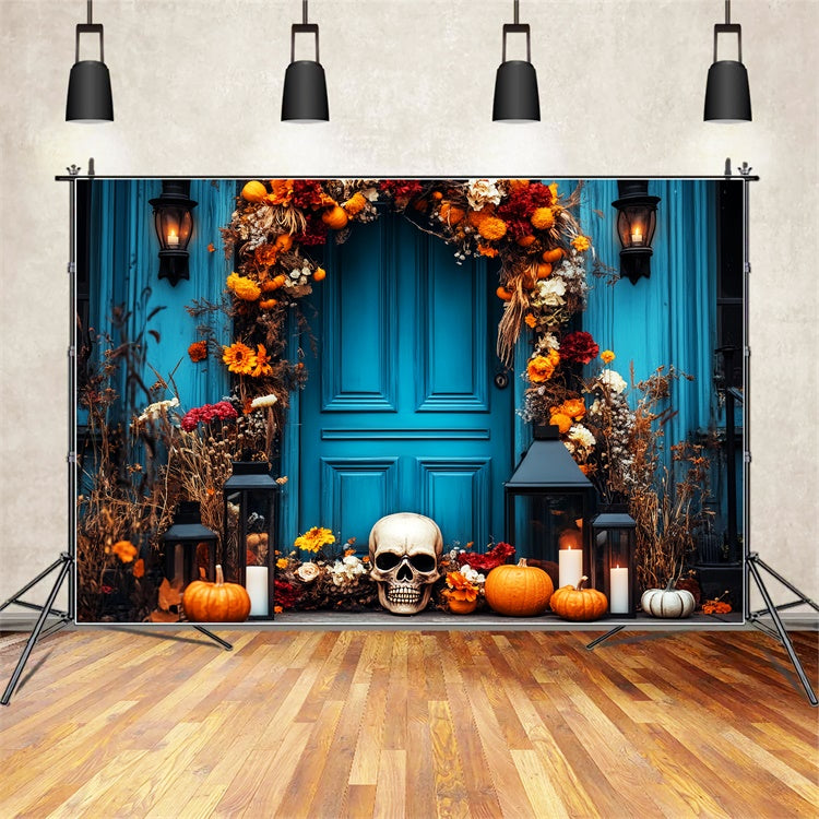 Fond halloween photo Porche Fleur Crâne LXX58-12
