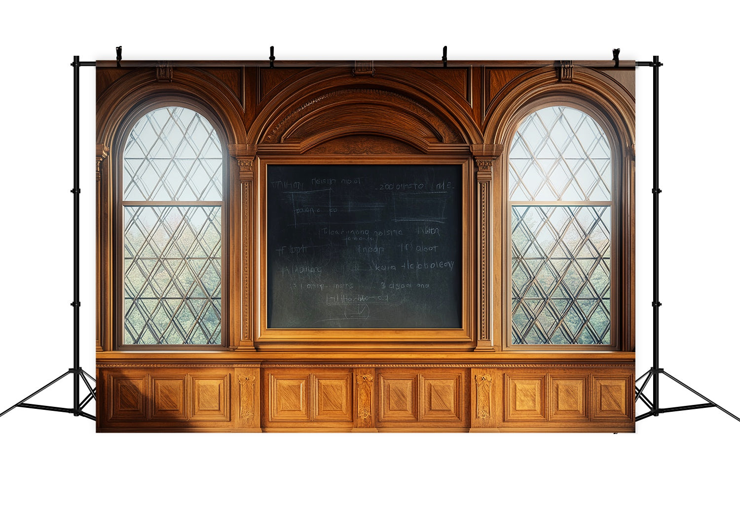 Toile de fond Tableau Noir Vintage Salle de Classe Fenêtres en Bois Toile de fond Photo École LXX58-131