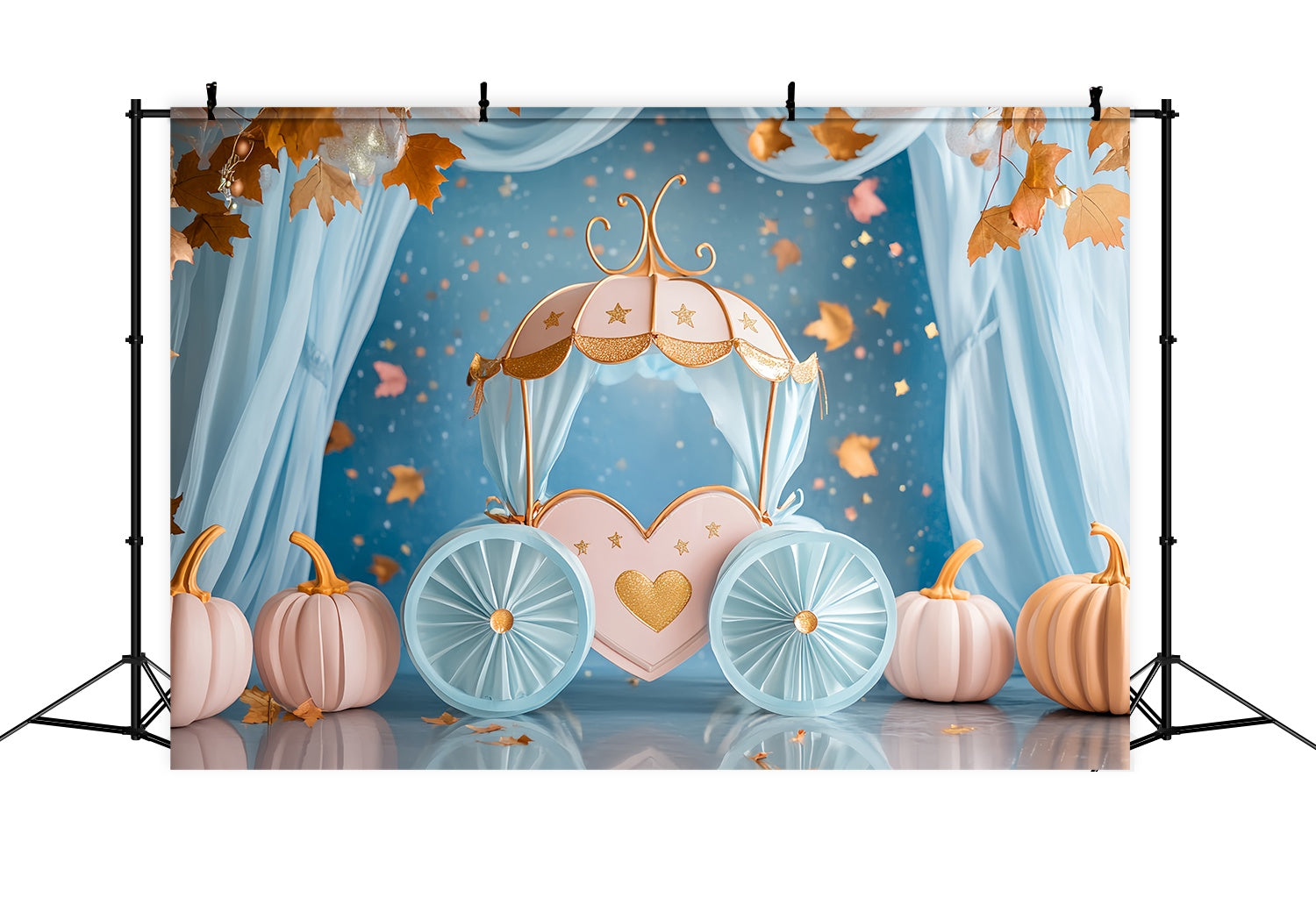 Fond Photo Automne Décor Carrosse Citrouille Conte De Fées LXX58-156