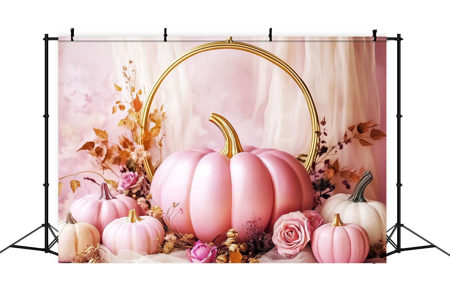 Fond Photo Automne Élégance Rose Citrouille Poudrée LXX58-158