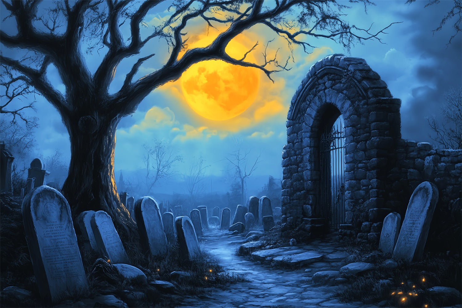 Toile photo halloween Sépulture Lugubre Sombre LXX58-16