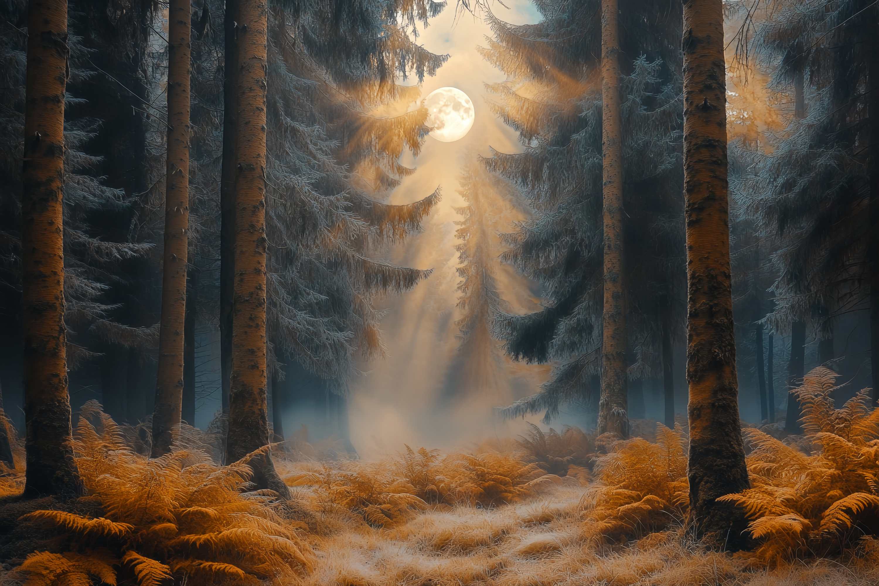 Toile de fond Automne Forêt Automne Enchantée Clair De Lune LXX58-185