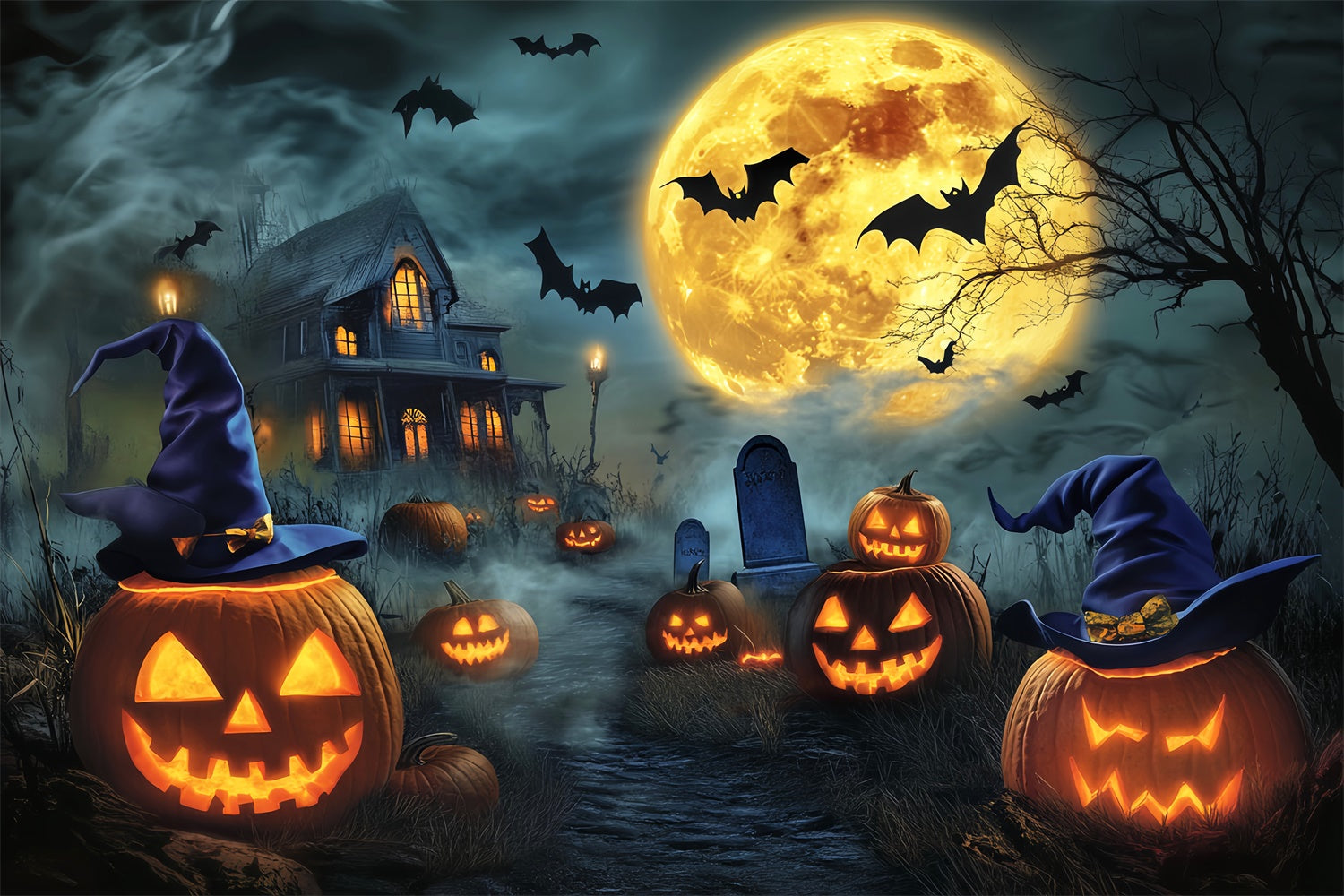 Toile halloween Chapeau de Sorcière Citrouille LXX58-19