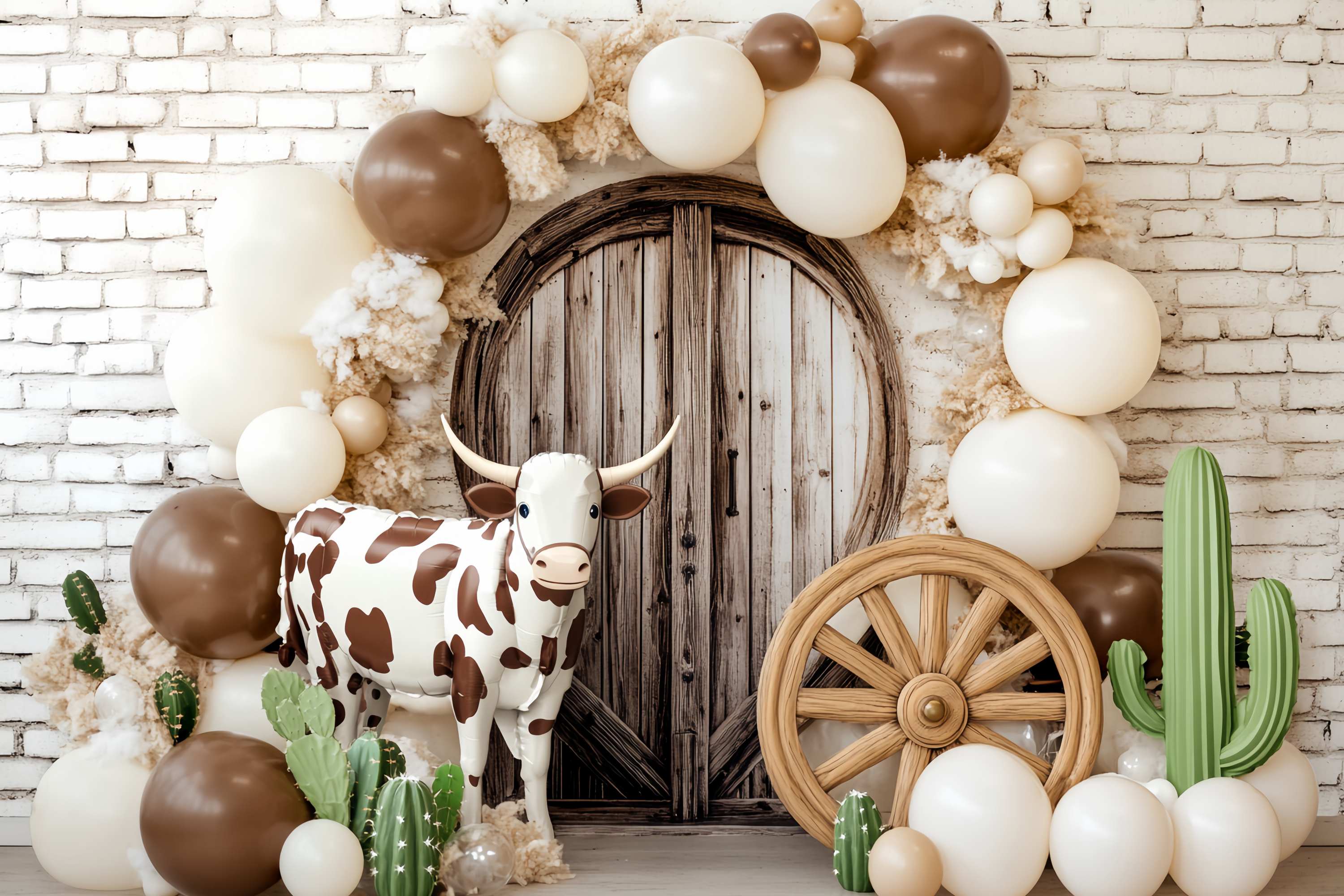 Toile de fond Photo Automne Arche Ballons Imprimé Vache LXX58-196