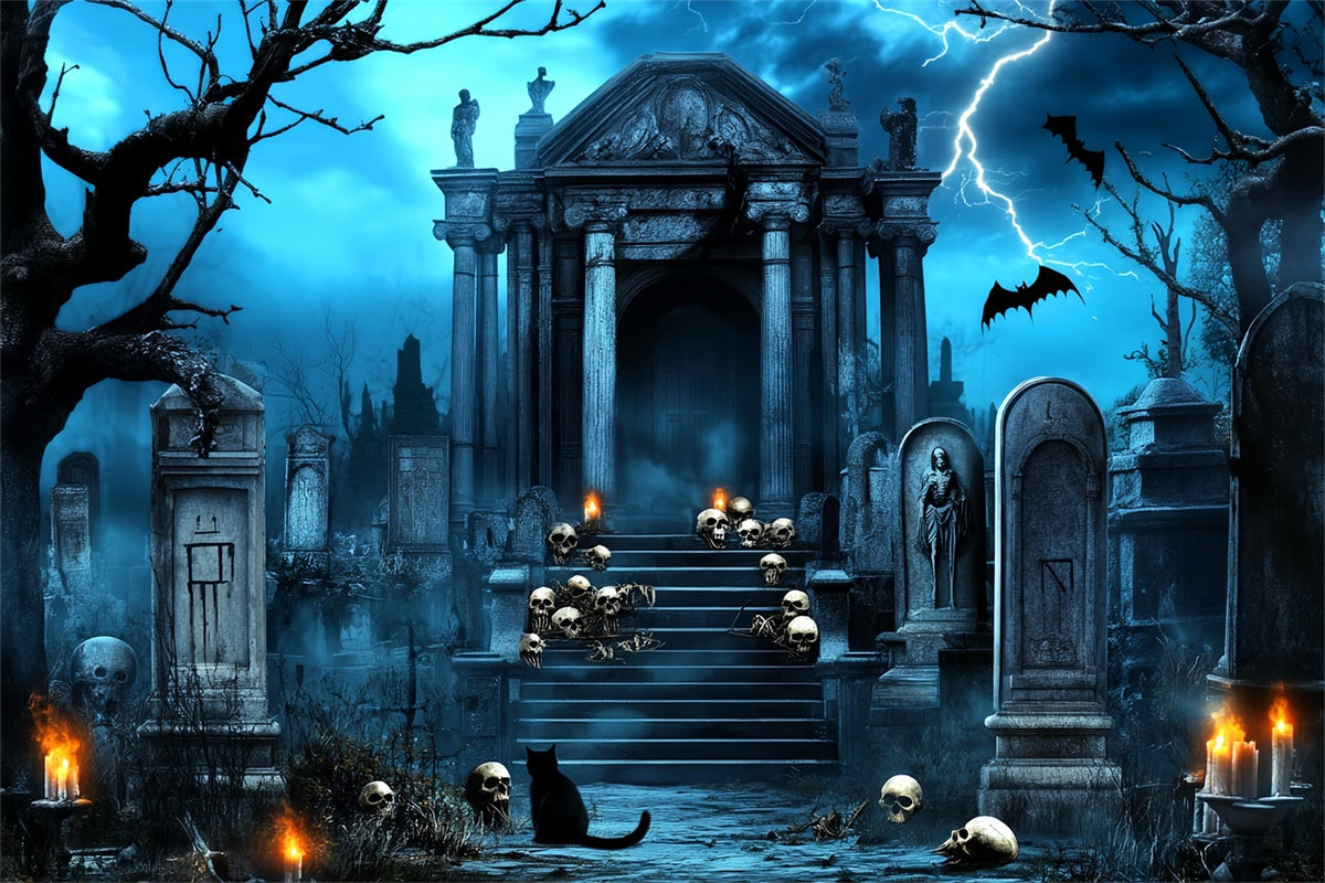 Fond halloween photo Crypte Crâne Foudroyant LXX58-20