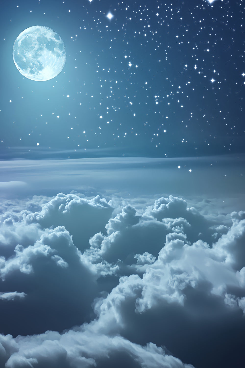 Toile de fond Photo Hiver Ciel Nuageux Étoilé au Clair de Lune CSH58-220
