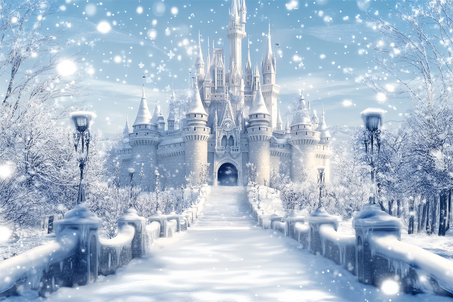 Toile de fond Hiver Château Givré Éclat Fantastique CSH58-225