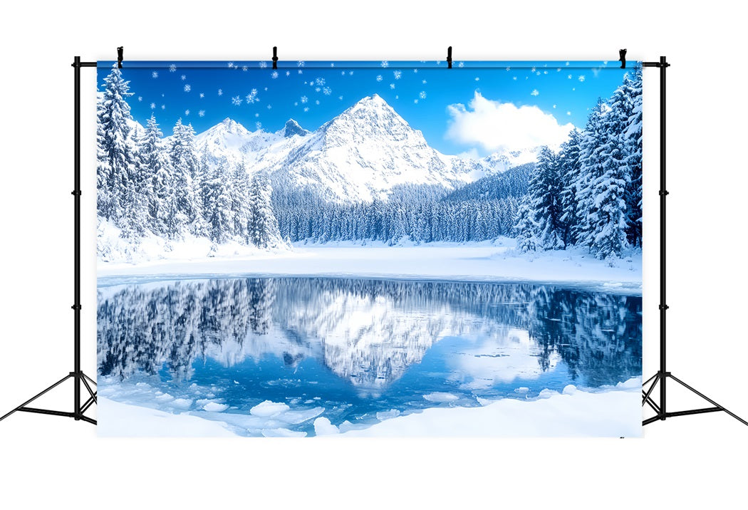 Toile de fond Hiver Lac de Cristal Reflet Alpin CSH58-227