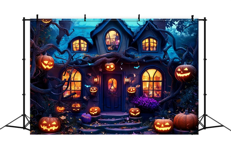 Fond de photo halloween Garage Citrouilles Souriantes LXX58-23