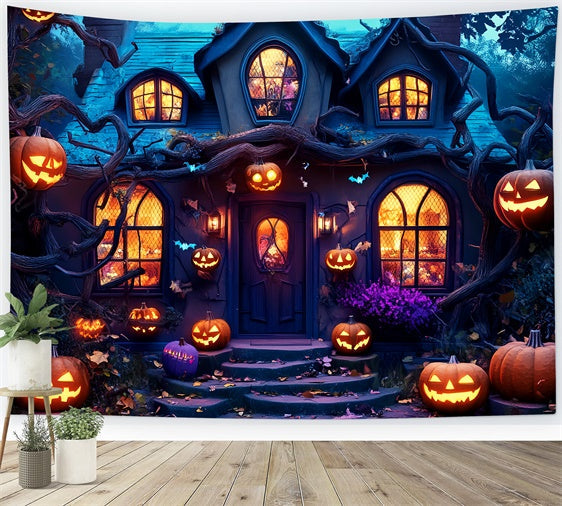 Fond de photo halloween Garage Citrouilles Souriantes LXX58-23