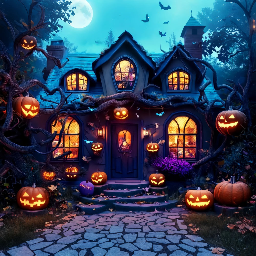 Fond de photo halloween Garage Citrouilles Souriantes LXX58-23