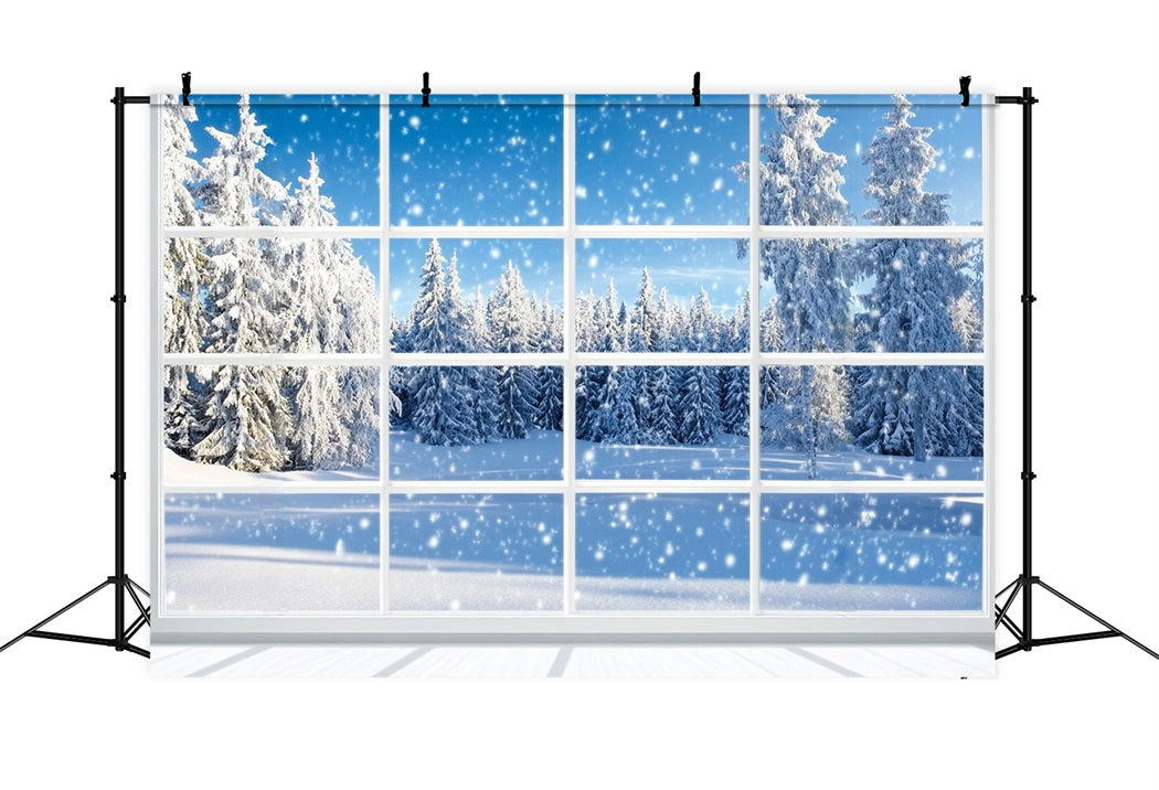Toile de fond Hiver Forêt de Pins Chute de Neige CSH58-233