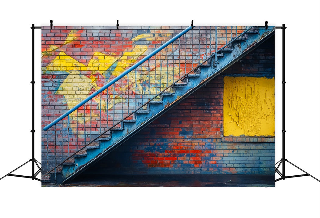 Toile de fond Graffiti Escalier Urbain Briques Couleurs LXX58-248