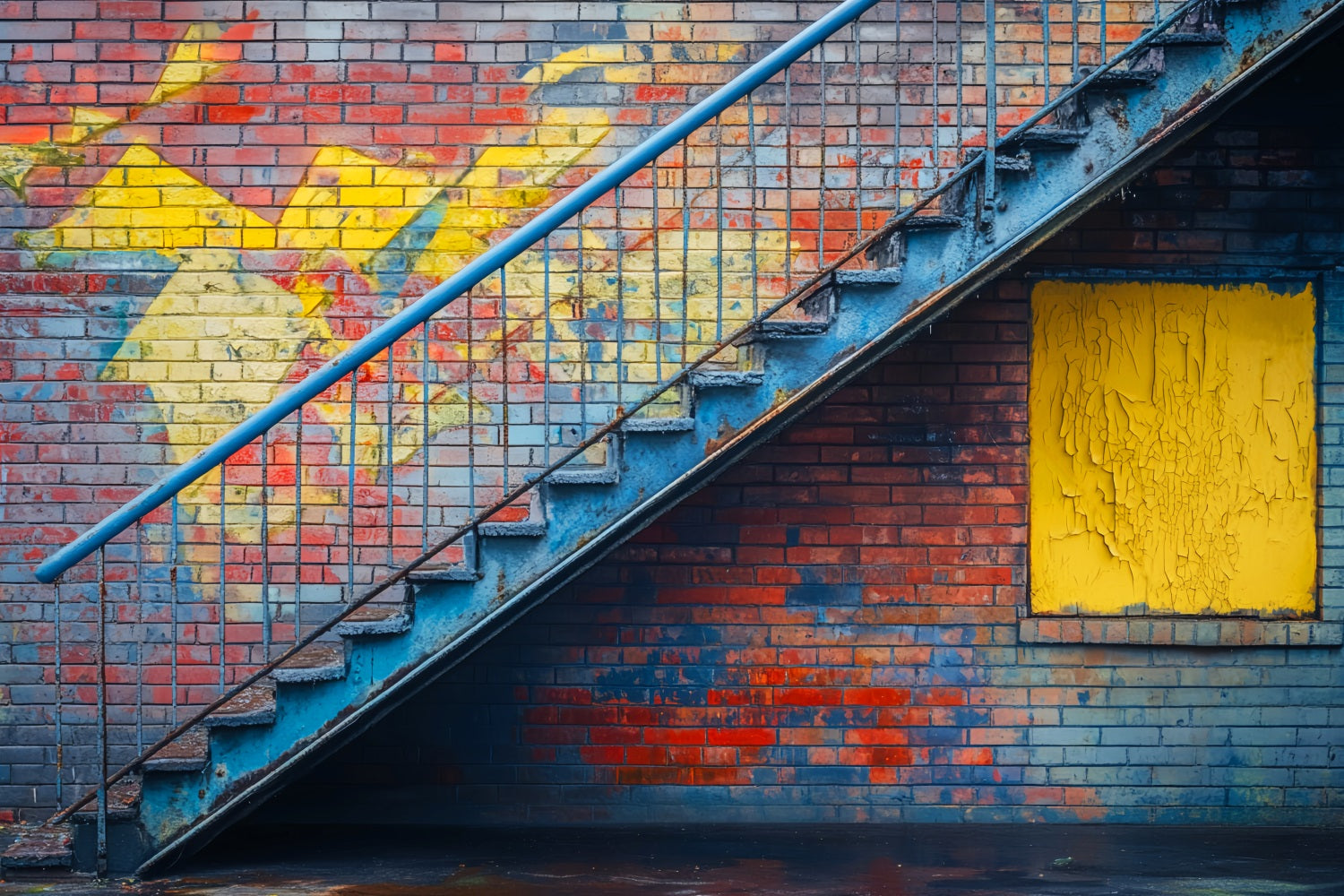 Toile de fond Graffiti Escalier Urbain Briques Couleurs LXX58-248