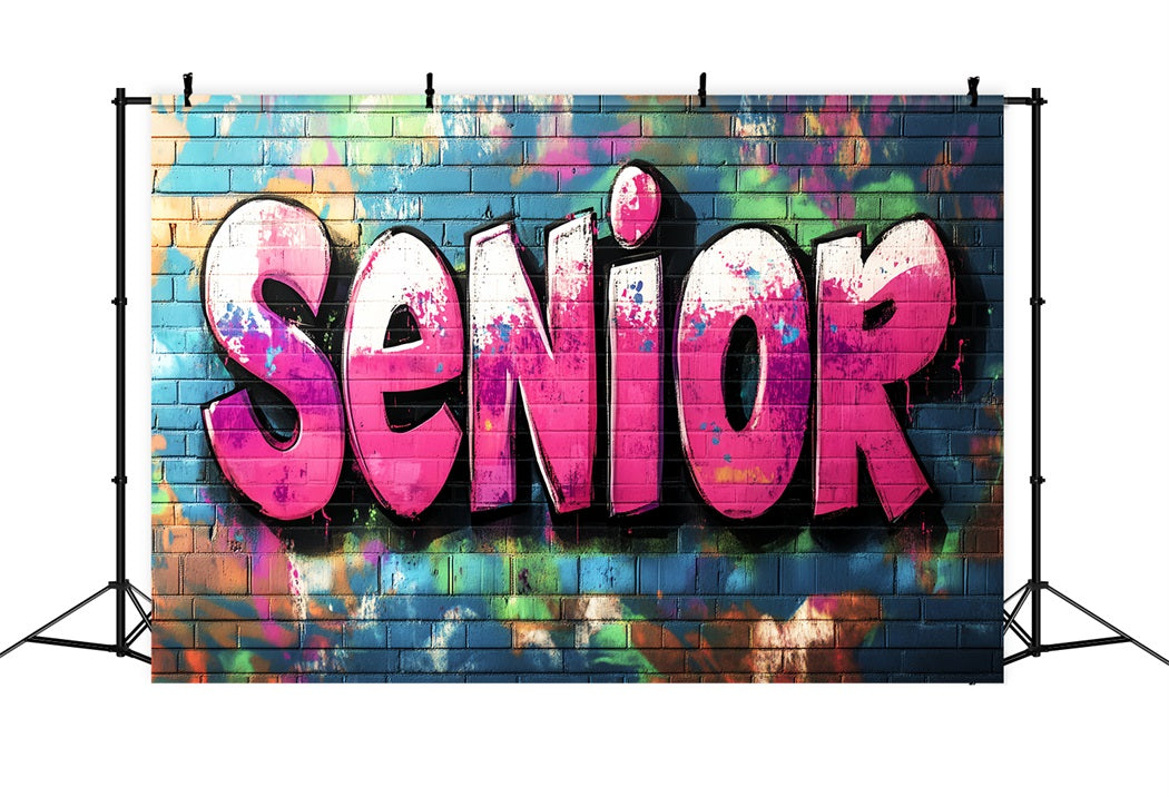 Fond Photo Graffiti Mur Briques Coloré Lettres Senior Roses Graduation LXX58-250