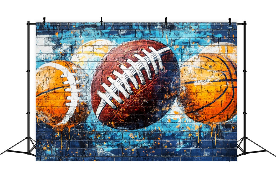 Fond Photo Graffiti Mur Sports Ballons Couleurs Spray LXX58-252