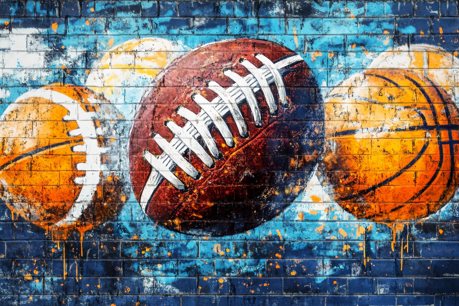 Fond Photo Graffiti Mur Sports Ballons Couleurs Spray LXX58-252