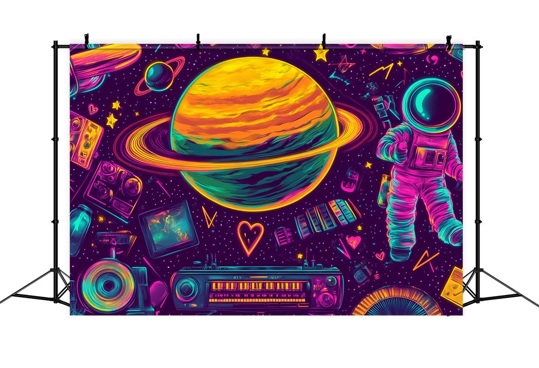 Toile de fond Graffiti Mur Saturne Néon Éléments Spatiaux LXX58-254