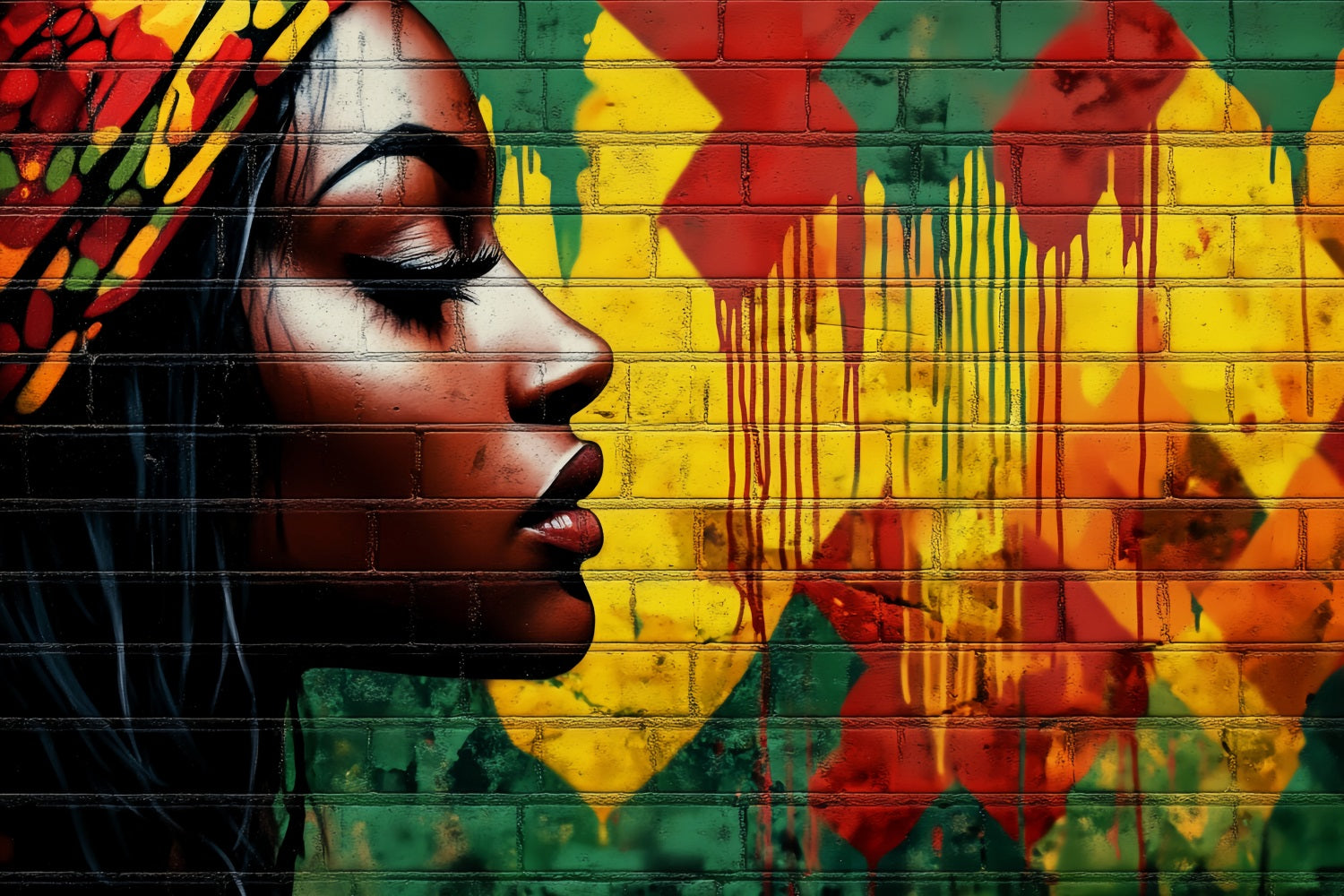 Fond Photo Graffiti Histoire Noire Portrait Femme Couleurs Vives LXX58-255