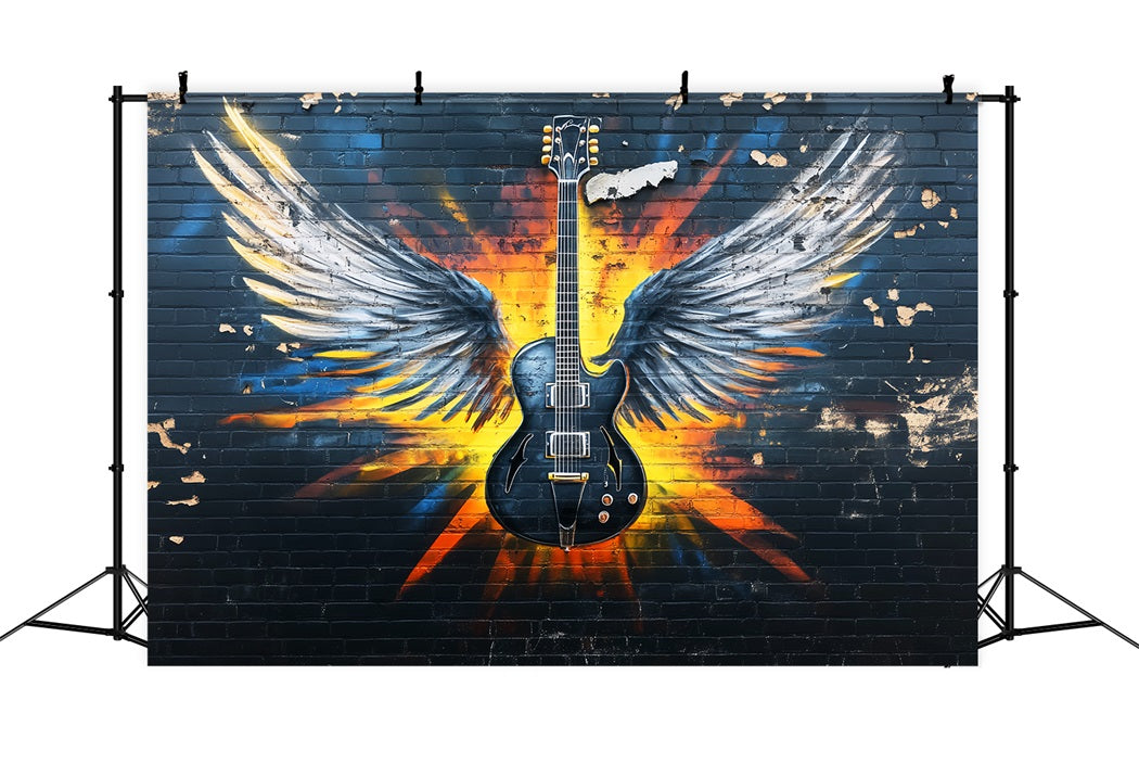 Toile de fond Graffiti Mur Guitare Électrique Ailes d’Ange LXX58-256