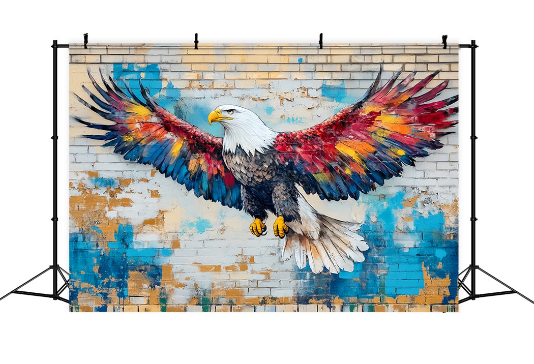 Toile de fond Graffiti Mur Aigle Volant Plumes Peintes LXX58-258
