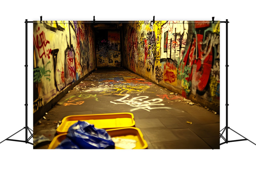 Toile de fond Graffiti Tunnel Néon Tags Graffiti LXX58-259