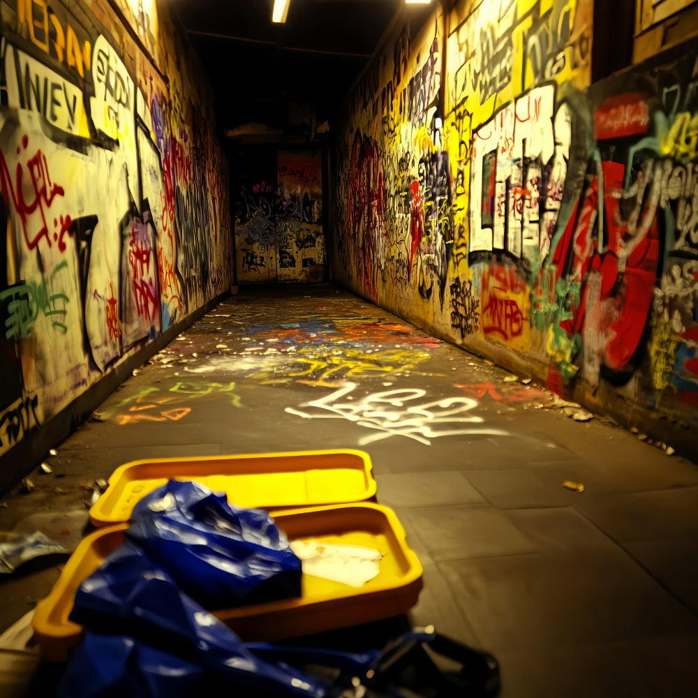 Toile de fond Graffiti Tunnel Néon Tags Graffiti LXX58-259