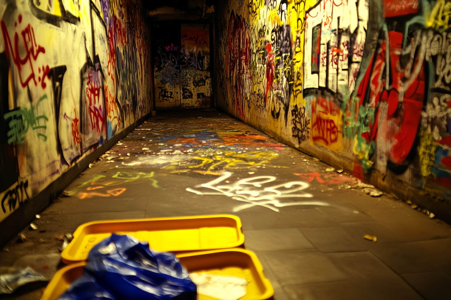 Toile de fond Graffiti Tunnel Néon Tags Graffiti LXX58-259