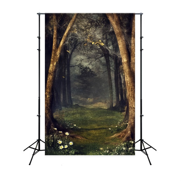 Toile de fond Forêt Hantée Toile Mystique Forêt Enchantée Sombre LXX58-270