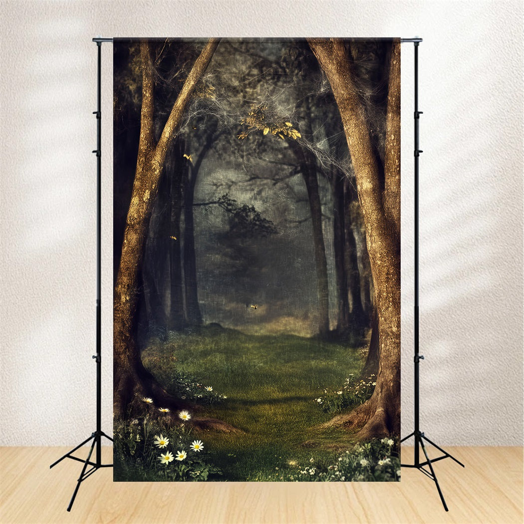 Toile de fond Forêt Hantée Toile Mystique Forêt Enchantée Sombre LXX58-270