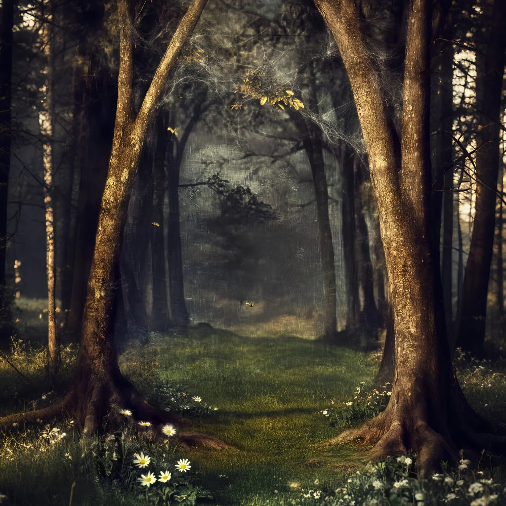 Toile de fond Forêt Hantée Toile Mystique Forêt Enchantée Sombre LXX58-270