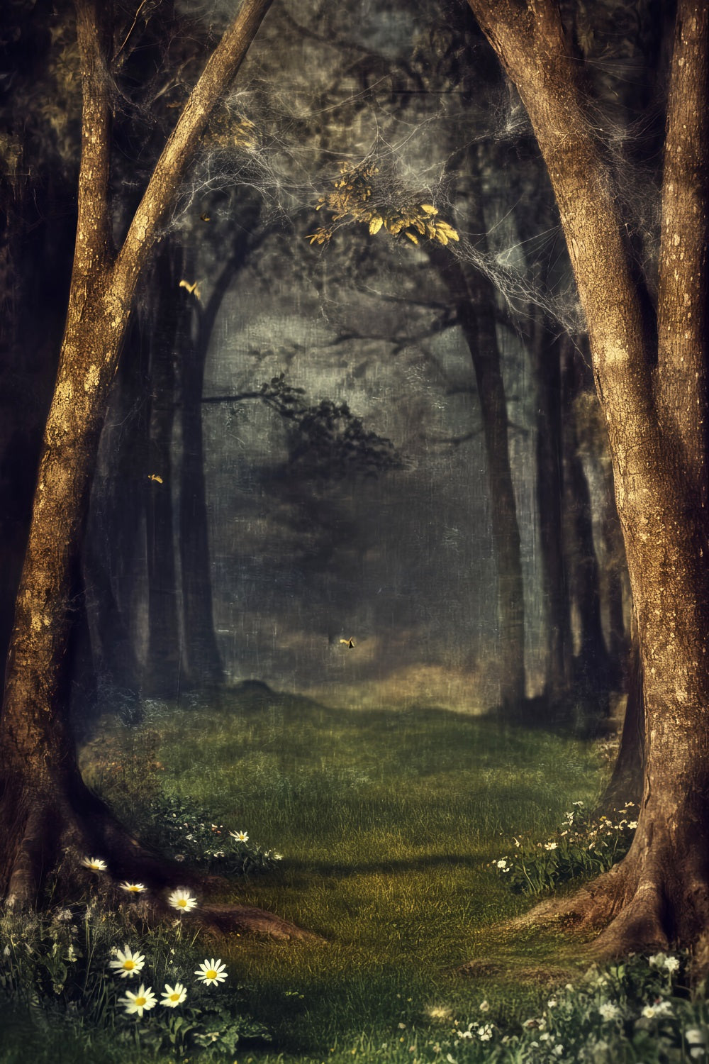 Toile de fond Forêt Hantée Toile Mystique Forêt Enchantée Sombre LXX58-270