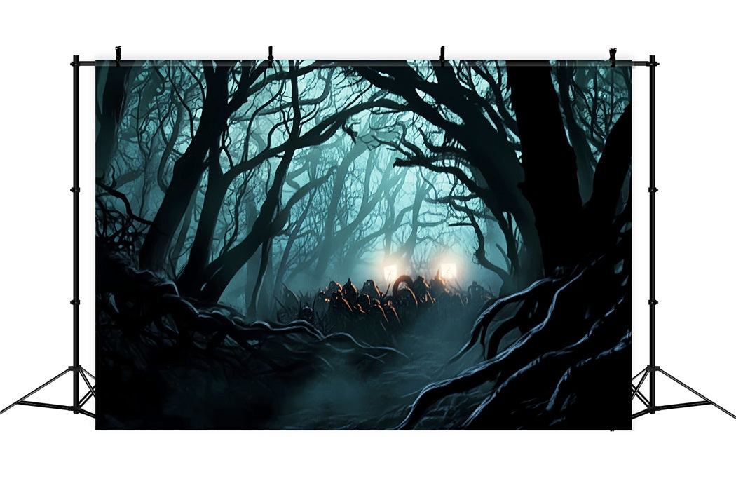 Toile de fond Forêt Hantée Sombre Lueur Hantée Effrayante LXX58-279