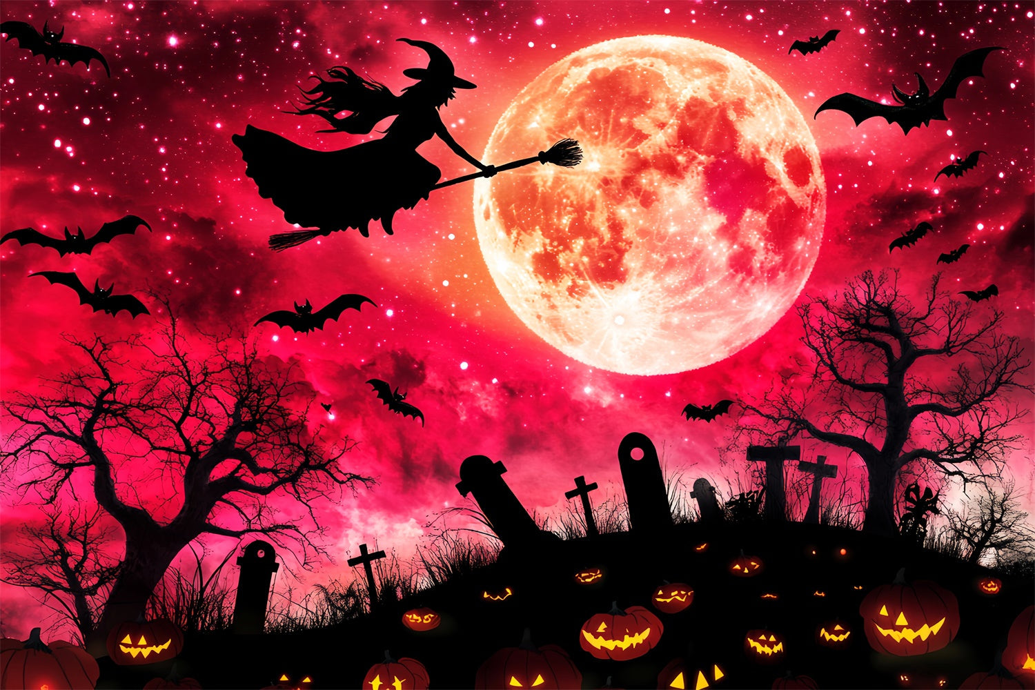 Fond halloween photo Sorcière Lune de Sang LXX58-28