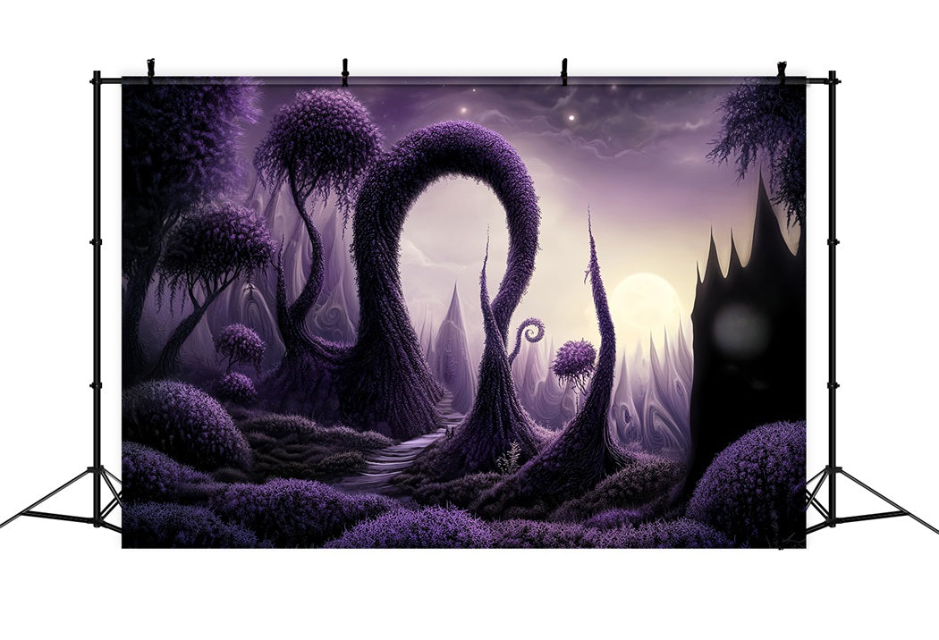 Toile de fond Forêt Hantée Enchantée Bois Tordus Violets LXX58-282