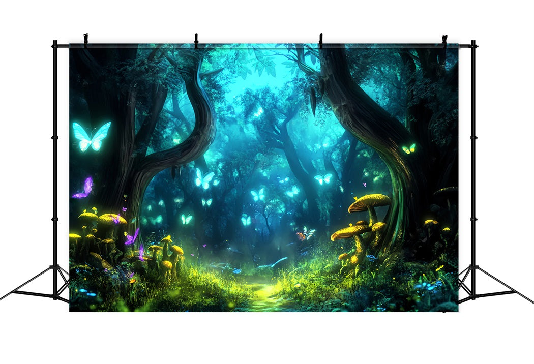 Toile de fond Forêt Magique Bois Enchantés Papillon Lumineux Idée LXX58-285