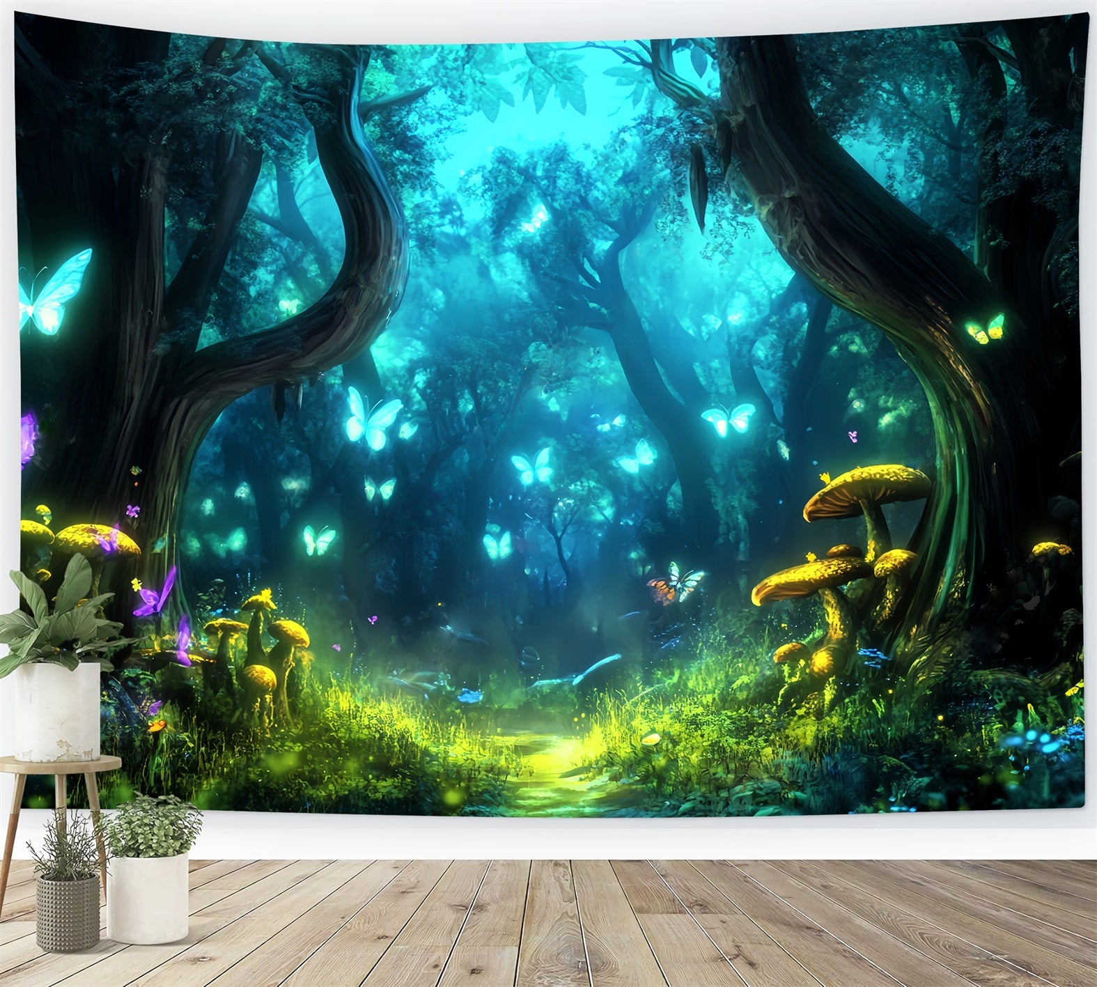 Toile de fond Forêt Magique Bois Enchantés Papillon Lumineux Idée LXX58-285