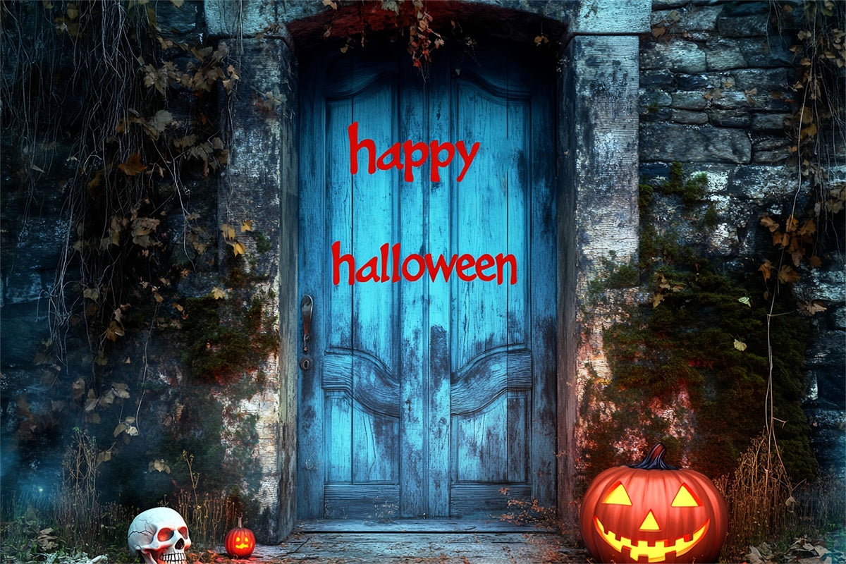Toile de fond photo halloween Entrée Bleue Hantée LXX58-29