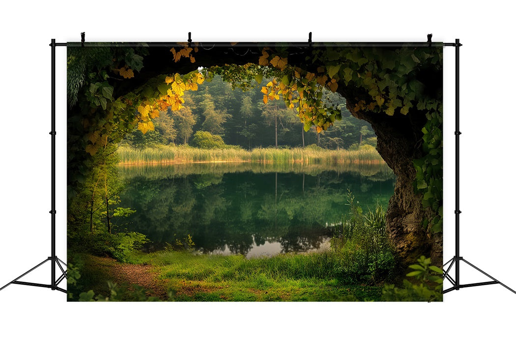 Toile de fond Forêt Tropicale Grotte Lac Lierre Encadrement Scène LXX58-294