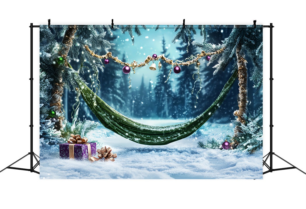 Toile de fond Forêt de Noël Hamac Hivernal Cadeaux Décorations LXX58-311